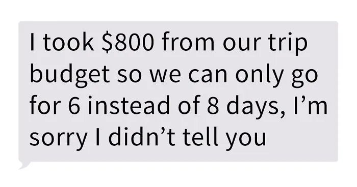 Husband Texts Wife He Spent $800 From Their Vacation Budget On His Student After Noticing His Clothing