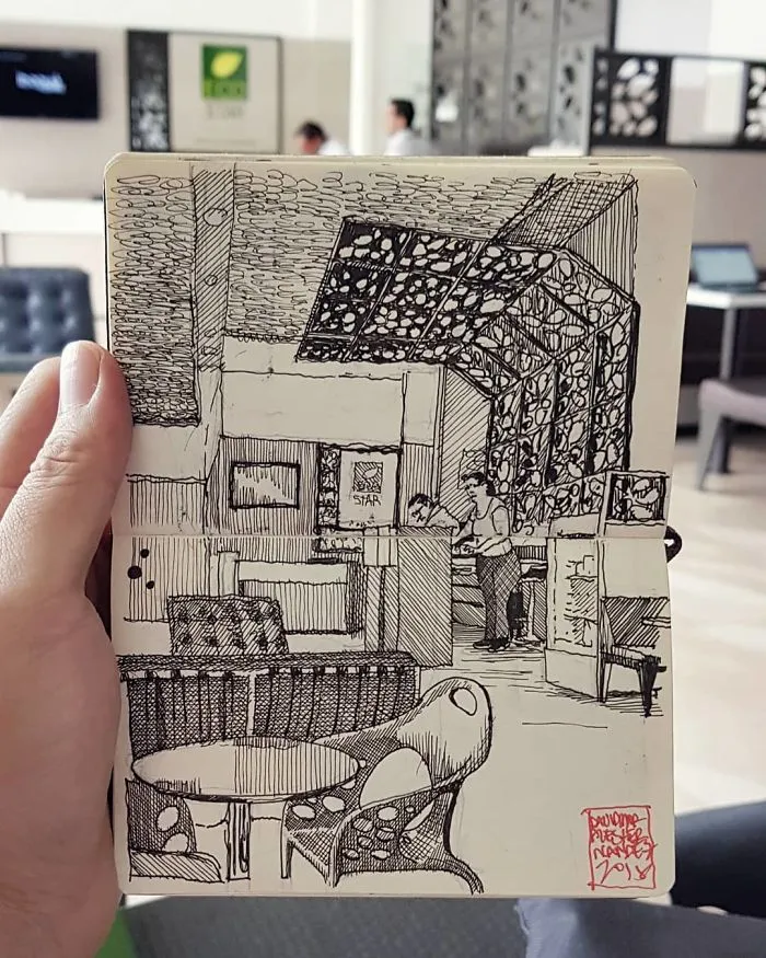 Architect Sketches The World Around Him From His Point Of View