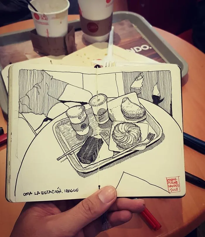 Architect Sketches The World Around Him From His Point Of View