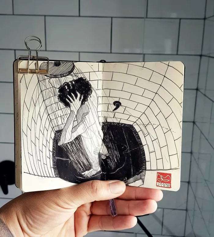Architect Sketches The World Around Him From His Point Of View