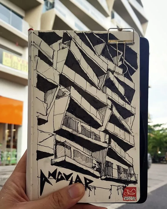 Architect Sketches The World Around Him From His Point Of View