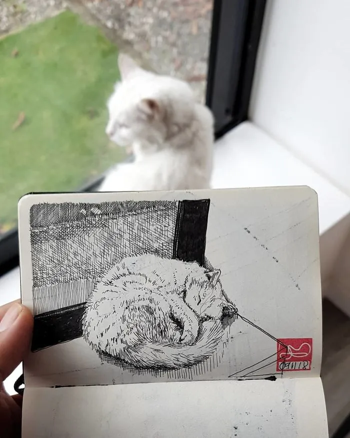 Architect Sketches The World Around Him From His Point Of View