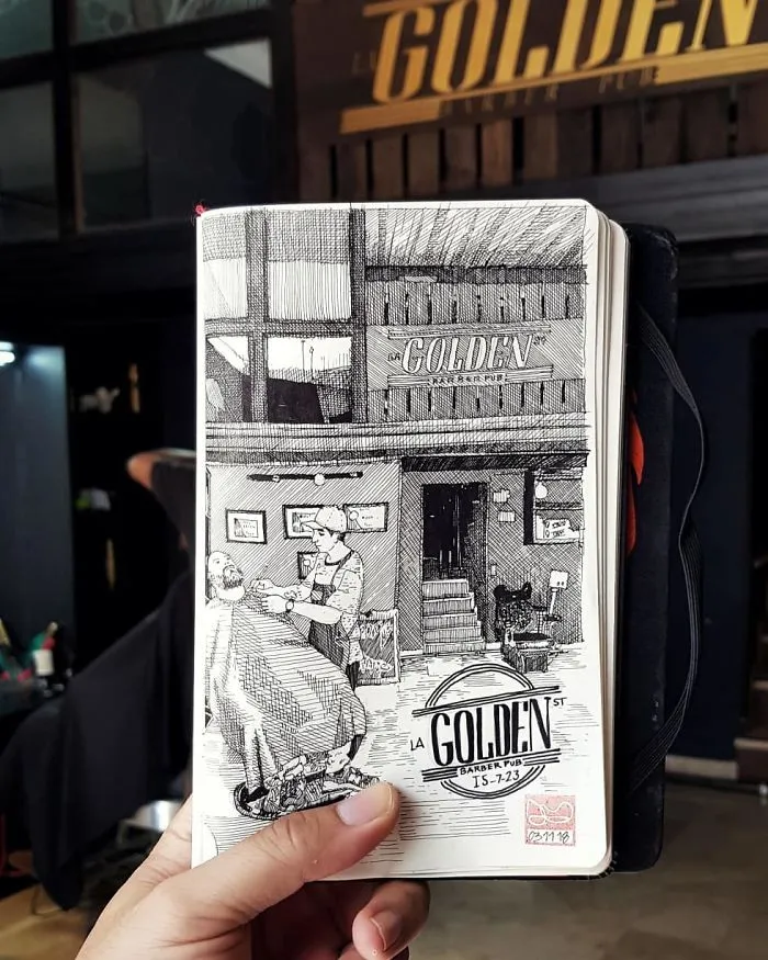 Architect Sketches The World Around Him From His Point Of View