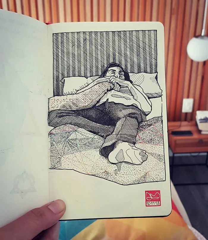 Architect Sketches The World Around Him From His Point Of View