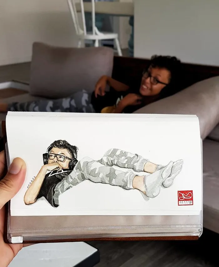 Architect Sketches The World Around Him From His Point Of View