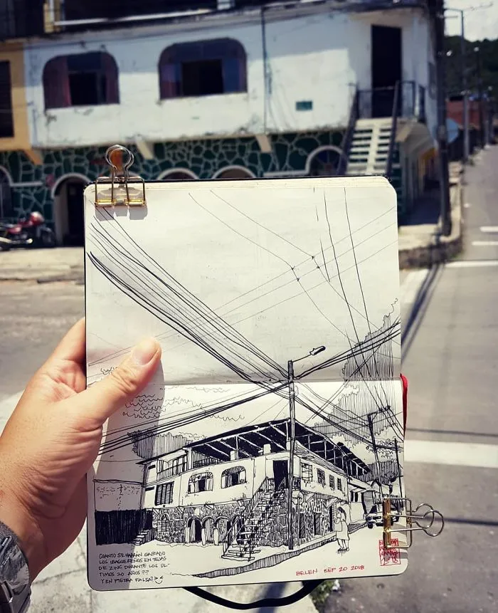 Architect Sketches The World Around Him From His Point Of View
