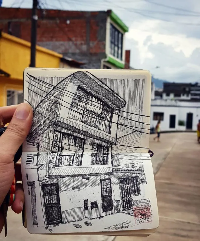 Architect Sketches The World Around Him From His Point Of View