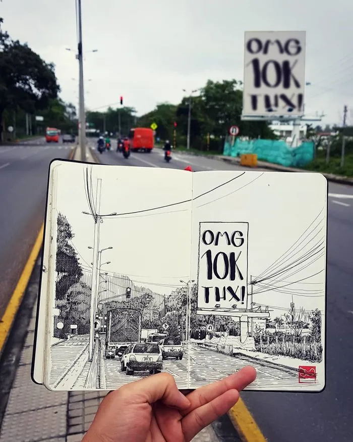Architect Sketches The World Around Him From His Point Of View