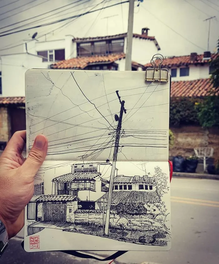 Architect Sketches The World Around Him From His Point Of View