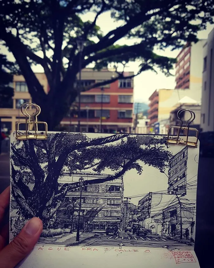 Architect Sketches The World Around Him From His Point Of View
