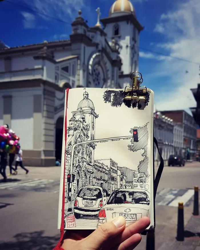 Architect Sketches The World Around Him From His Point Of View