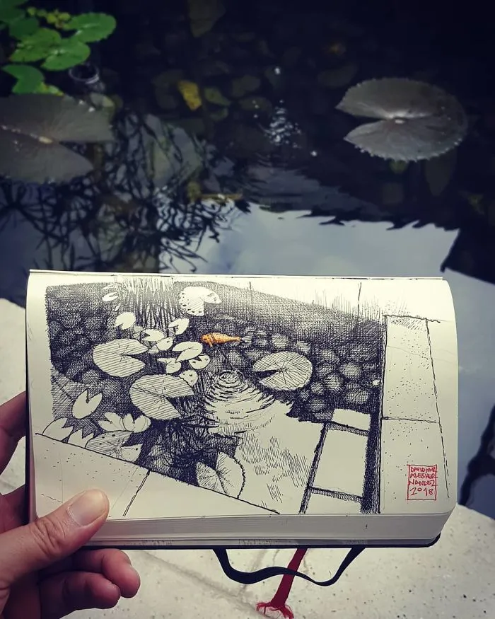 Architect Sketches The World Around Him From His Point Of View