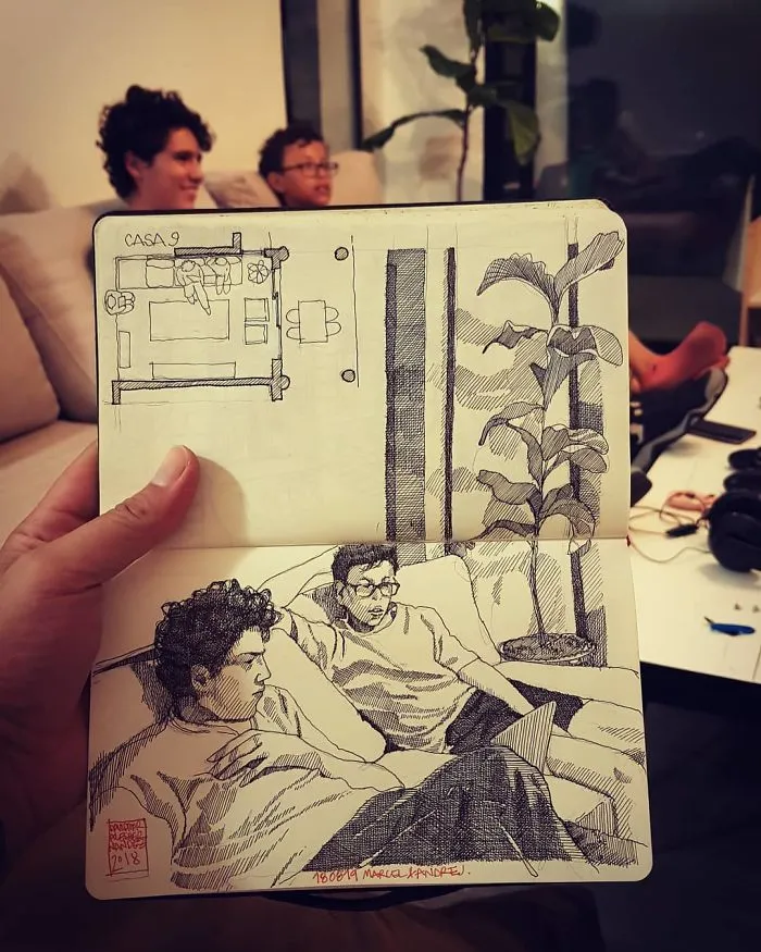 Architect Sketches The World Around Him From His Point Of View