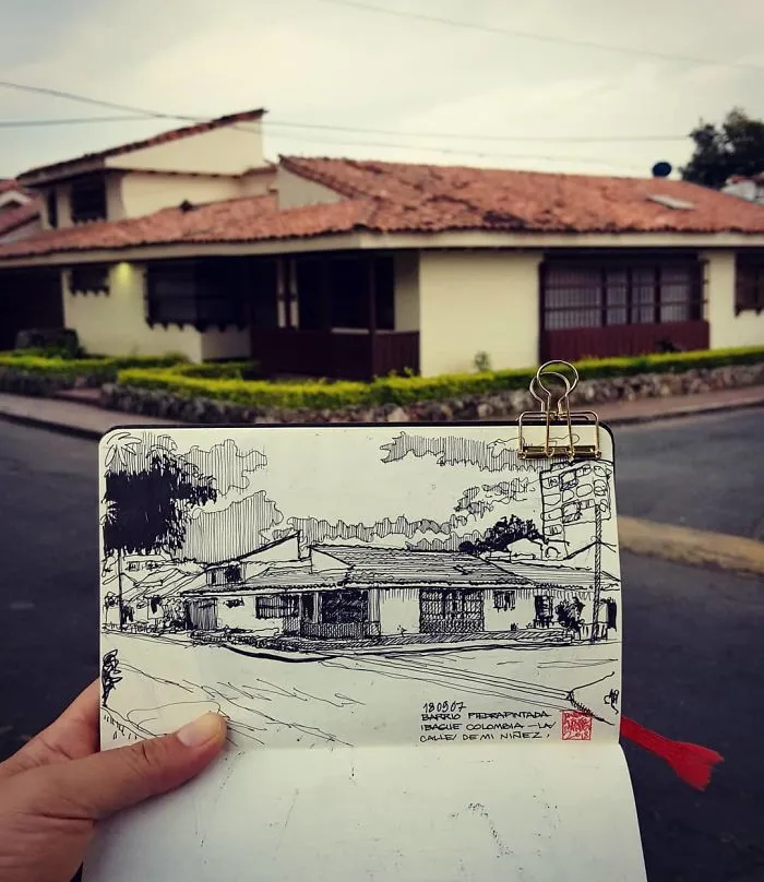 Architect Sketches The World Around Him From His Point Of View
