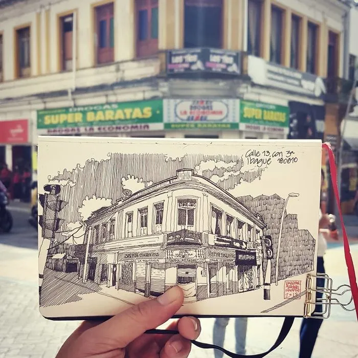 Architect Sketches The World Around Him From His Point Of View