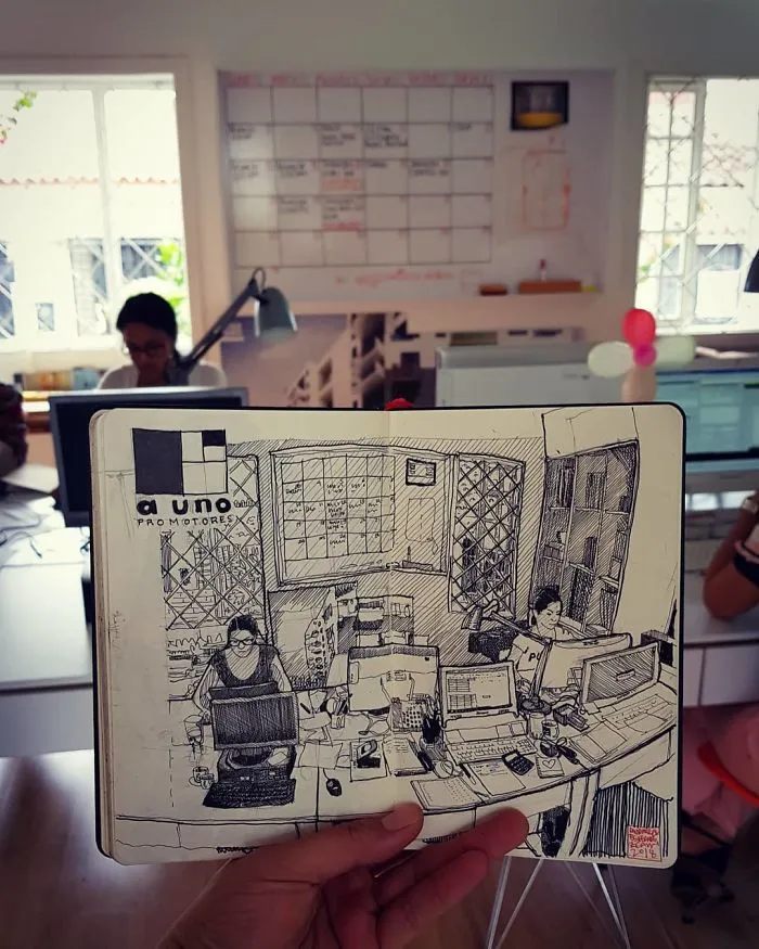 Architect Sketches The World Around Him From His Point Of View