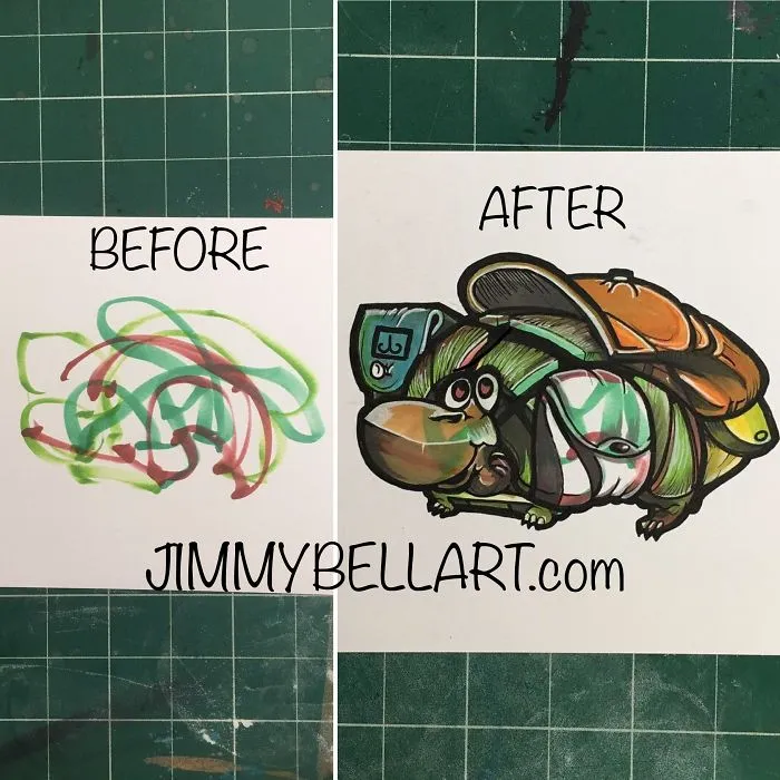 Artist Dad Uses Sons' Random Scribbles And Forms Them Into Amazing Personalized And Innovative Works Of Art!