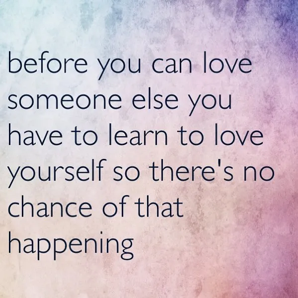 Text on a purple and pink textured background showing a pessimistic quote from the most pessimistic Instagram.
