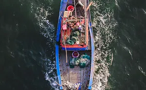 I Took Photos Of Passing Fishing Boats From A Bridge In Vietnam