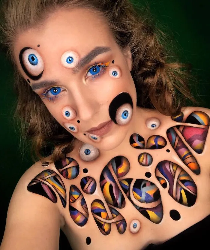 My Face And Body Are The Canvas On Which I Create Unique And Sometimes Scary Illusions Using Makeup (18 Pics)