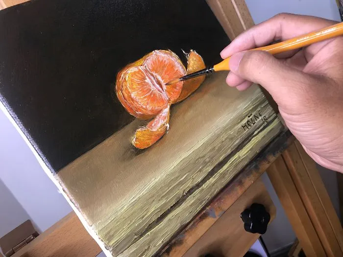 How To Paint An Orange - Realtime Oil Painting Basics Tutorial  For Beginners | Realistic Orange