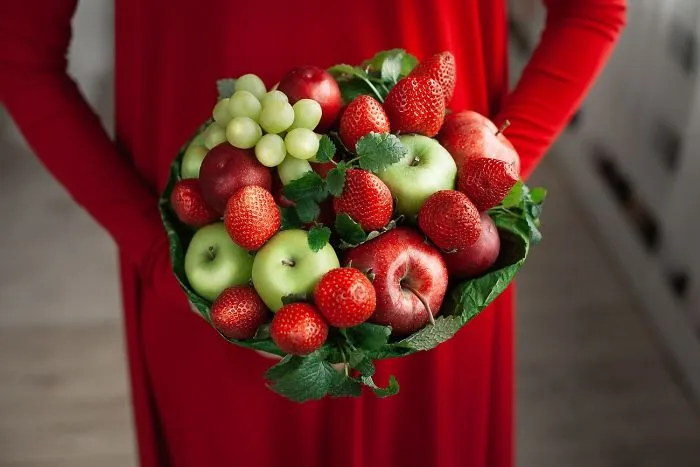 Grapes, Strawberries, Apples