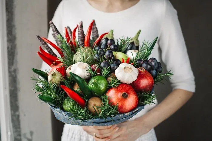 Chili Pepper, Artichoke, Pomegranate, Grapes, Eggplant