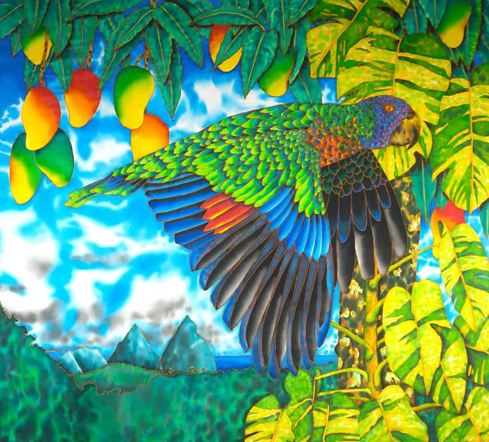 Painting Wild Caribbean On Silk.