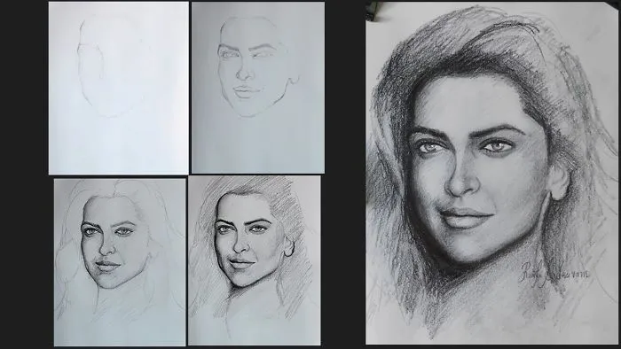 Portrait Drawing Of Deepika Padukone
