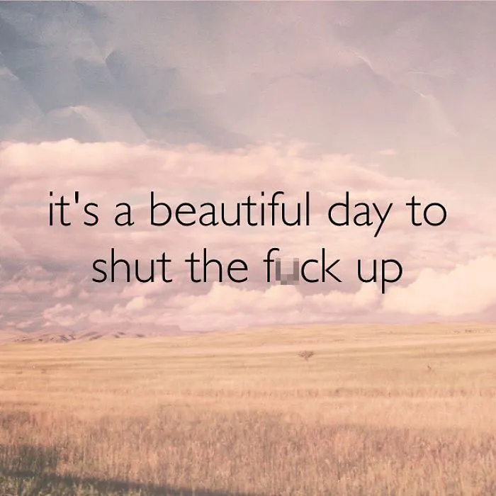 Pessimistic Instagram quote on a cloudy sky background, featuring unispirational and sarcastic message.