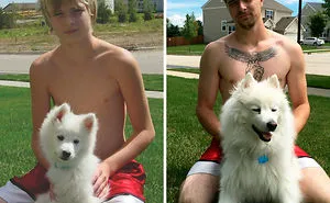 30 Photos Of Dogs Growing Up Next To Their Owners