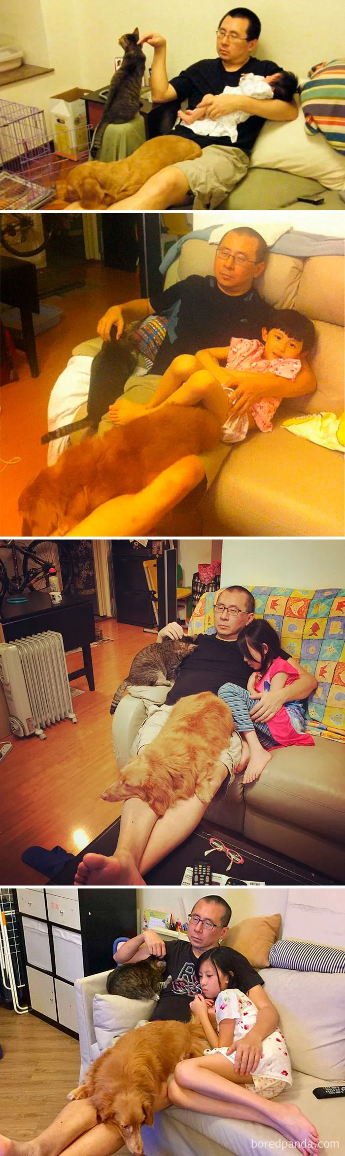 Father, Daughter And Pets Take The Same Photo For 10 Years, And It’s Bizarre How Little Things Actually Change