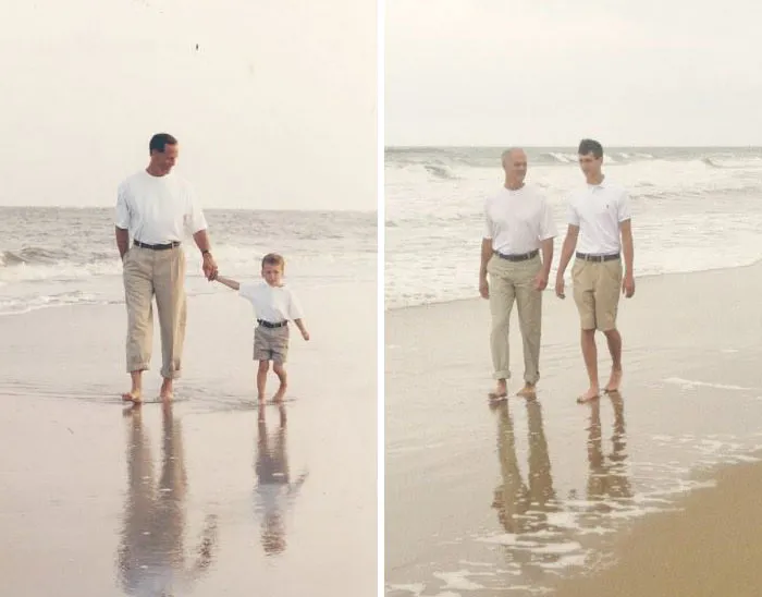 Mi padre y yo, con 13 años de diferencia