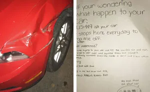 Guy Notices That Someone Hit And Run His Car, Finds A Hilarious Note From A 6th Grader