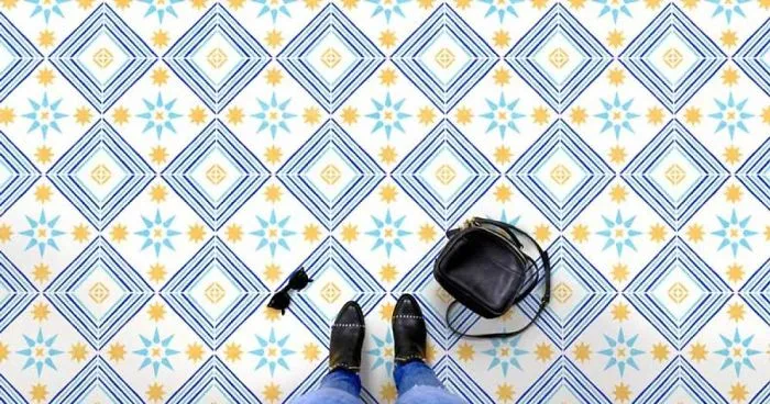 Two Tile Stencils For One Trendy Floor Pattern