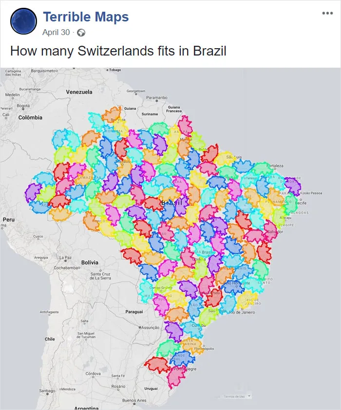 How Many Switzerlands Fits In Brazil