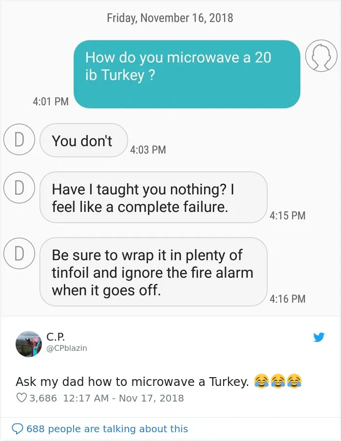 People Ask Their Parents How To Cook A 25 Lb Turkey In A Microwave And Here Are 31 Hilarious Responses