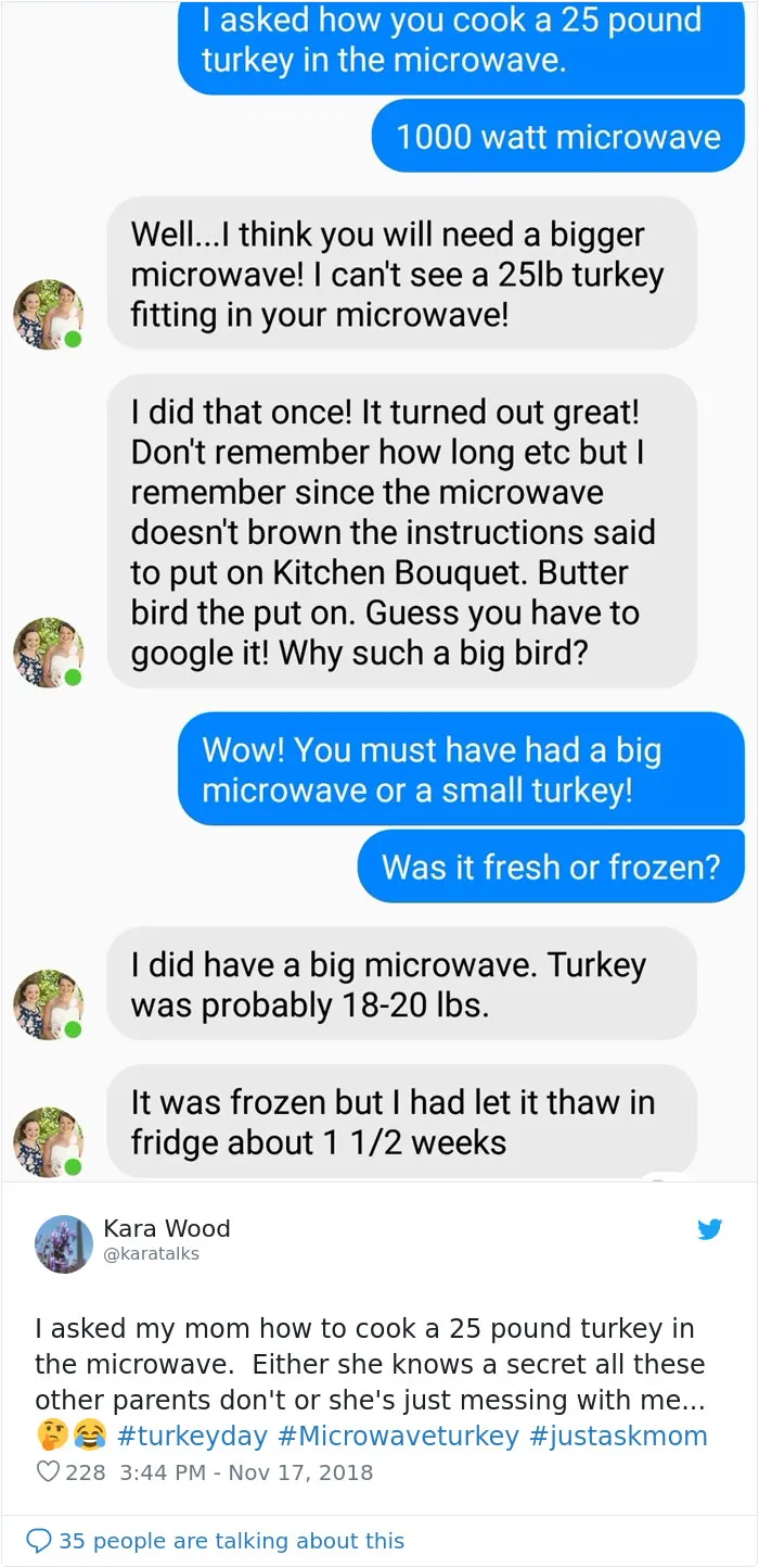 People Ask Their Parents How To Cook A 25 Lb Turkey In A Microwave And Here Are 31 Hilarious Responses