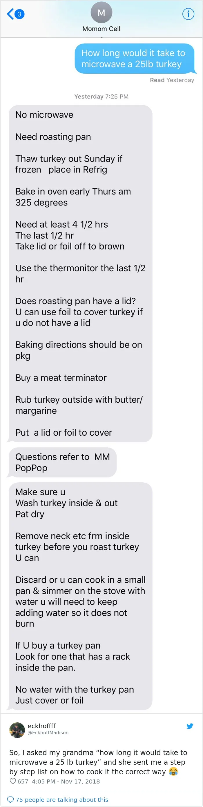 People Ask Their Parents How To Cook A 25 Lb Turkey In A Microwave And Here Are 31 Hilarious Responses