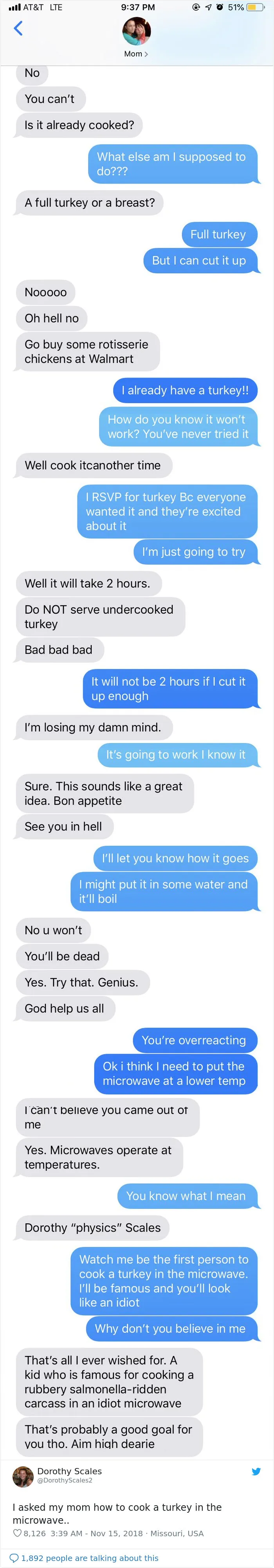 People Ask Their Parents How To Cook A 25 Lb Turkey In A Microwave And Here Are 31 Hilarious Responses