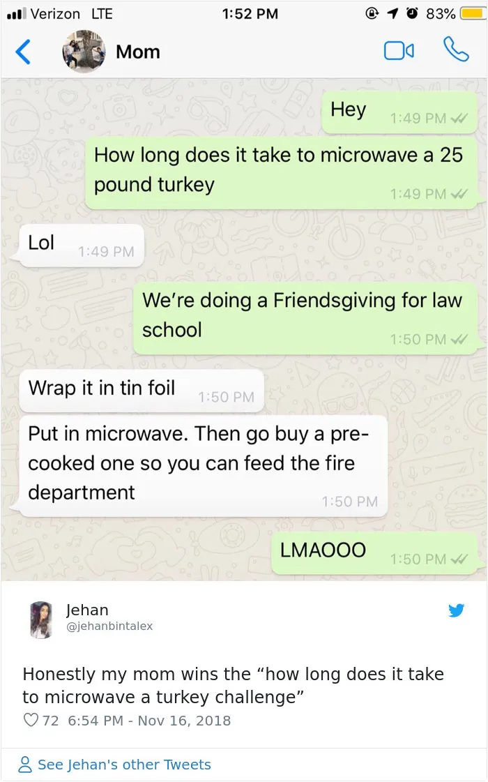 People Ask Their Parents How To Cook A 25 Lb Turkey In A Microwave And Here Are 31 Hilarious Responses
