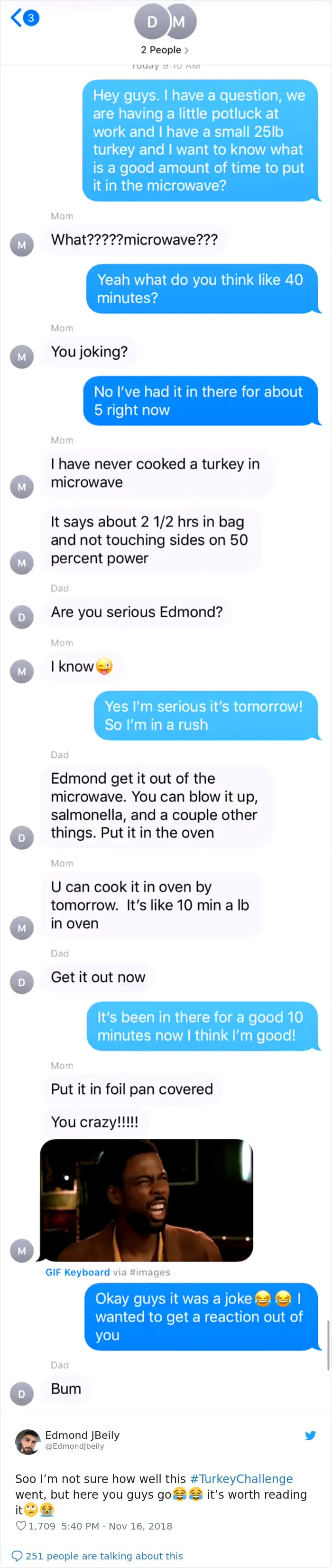 People Ask Their Parents How To Cook A 25 Lb Turkey In A Microwave And Here Are 31 Hilarious Responses