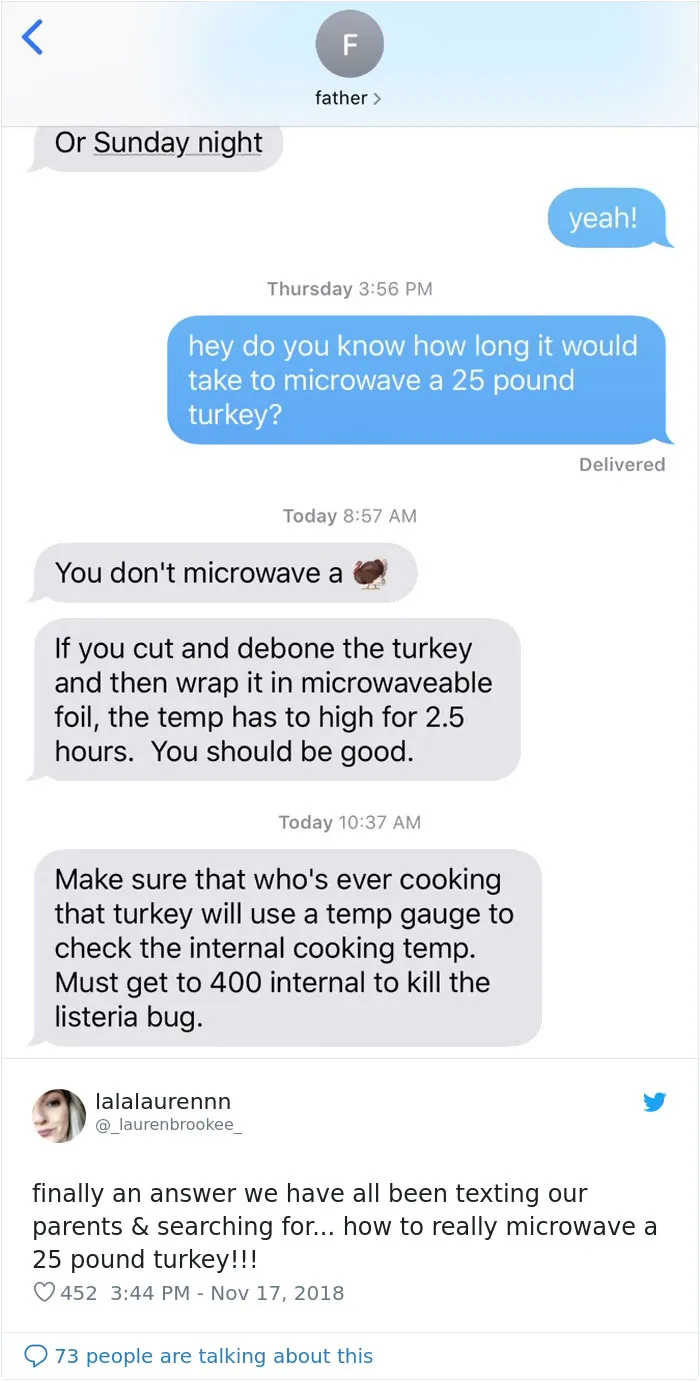 People Ask Their Parents How To Cook A 25 Lb Turkey In A Microwave And Here Are 31 Hilarious Responses
