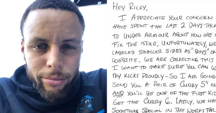 9-Year-Old Girl Writes A Letter To NBA Star Steph Curry Complaining His Shoes Are Only For Boys, He Responds With A Gift