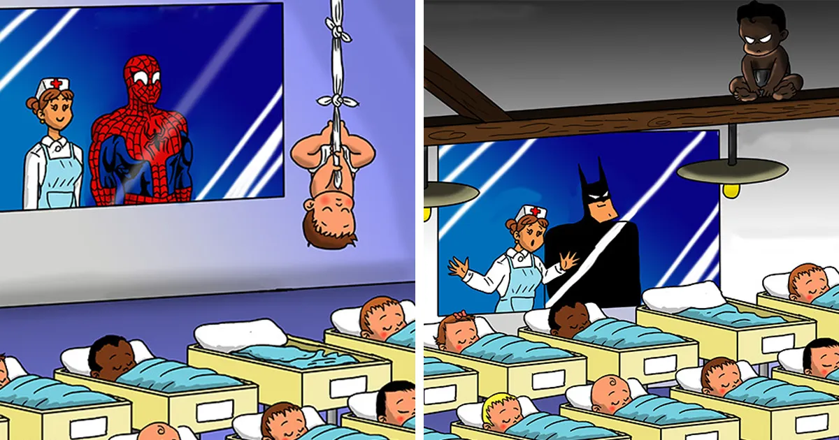 Esto es lo que ocurriría si los superhéroes tuvieran bebés (14 ilustraciones)
