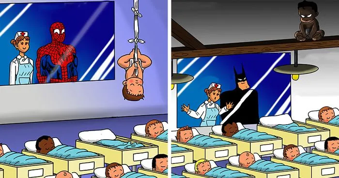 Here's What Would Happen If Superheroes Had Babies (14 Illustrations)