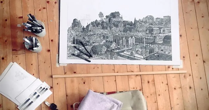 I Spent The Whole Of October Drawing A Fantasy City And Every Building Has A Story