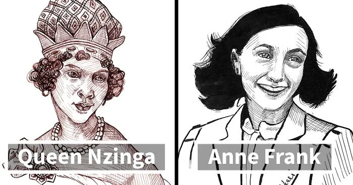 I Challenged Myself To Draw 31 Portraits Of Strong Female Role Models For This Year's Inktober