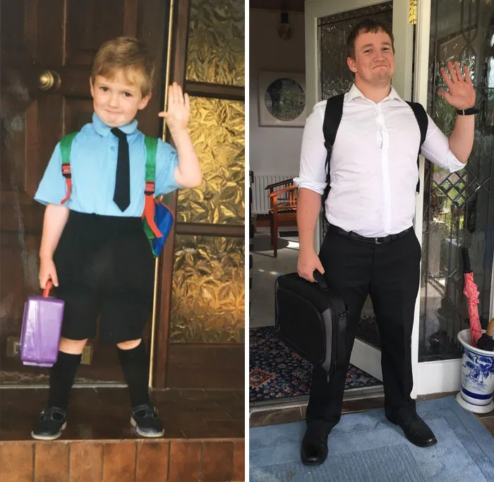 Su primer día de primaria VS su último día aprendiendo a ser profesor