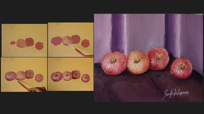 How To Paint Onions ? Time Lapse Video Of Oil Painting